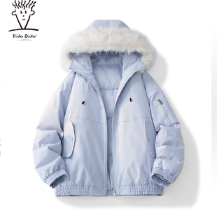 冬季 简约纯色拼接连帽毛领耐磨加厚保暖外套棉衣 DIDO美式 FIDO