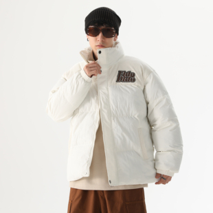 字母Logo刺绣拼接加绒加厚立领防风保暖棉服棉衣潮 新款 FIDO DIDO