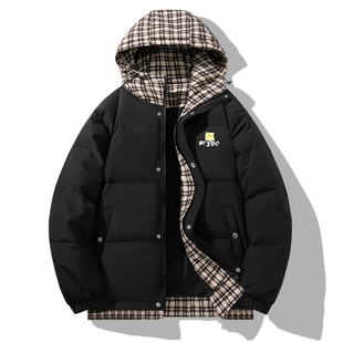 FIDODIDO 加厚立领90%白鸭绒面包服小香风假两件潮连帽羽绒服外套