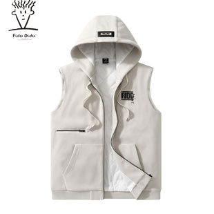 冬季 字母贴标印花加绒加厚保暖连帽棉服马甲外套 Dido Fido