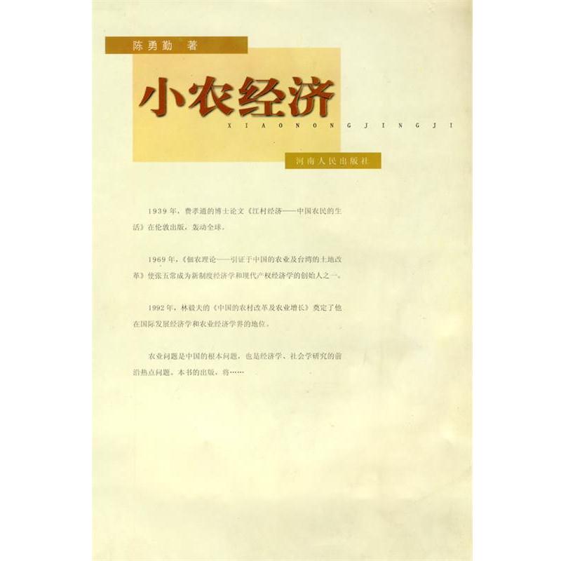 【正版书籍】 小农经济 陈勇勤　著 河南人民出版社