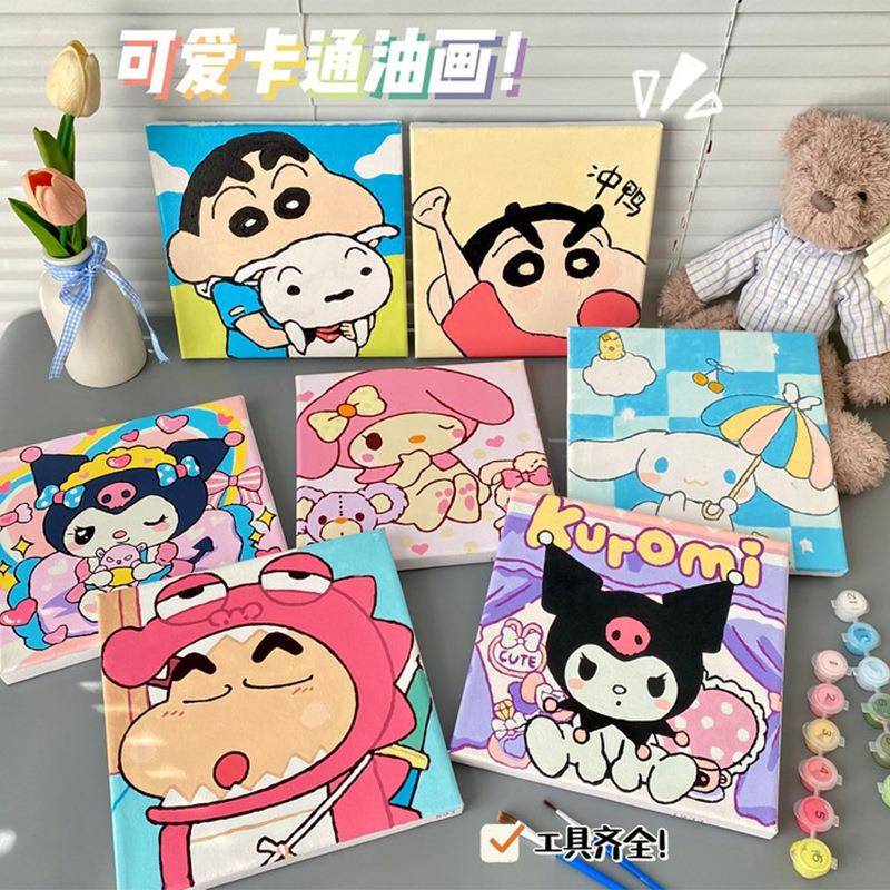 可爱卡通儿童填色手绘画手工油彩画填充丙烯画装饰画图片