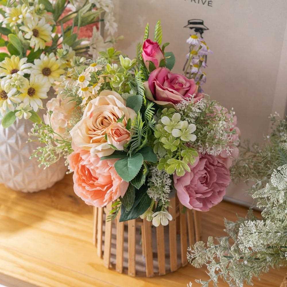 奧德莉玫瑰繡球手札墻飾仿真花家居裝飾花手捧花束