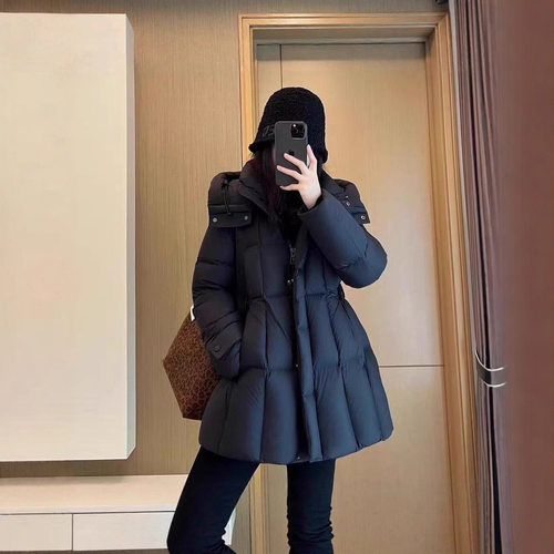 平湖中长连帽韩版宽松羽绒服女新款爆款炸街冬季加厚50白鸭绒