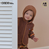 papa爬爬冬季 暖气棉 婴儿马甲男女宝连帽加厚可爱外出保暖上衣