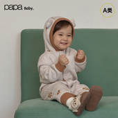 papa爬爬冬季 婴儿连体衣男女宝针织爬服羊羔绒印花保暖