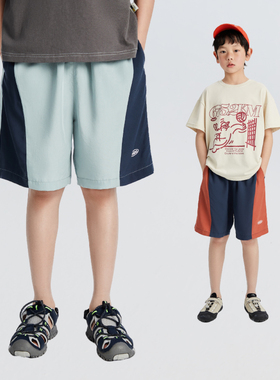 mipo SS24夏装 儿童拼色短裤男童外穿2025新款女童裤子夏季薄款潮
