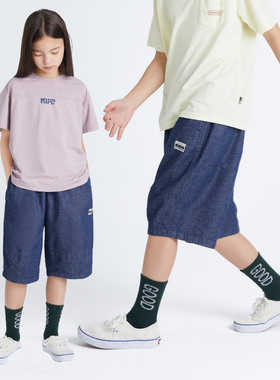 mipo SS24夏装 松紧腰棉五分裤夏儿童户外运动休闲牛仔短裤