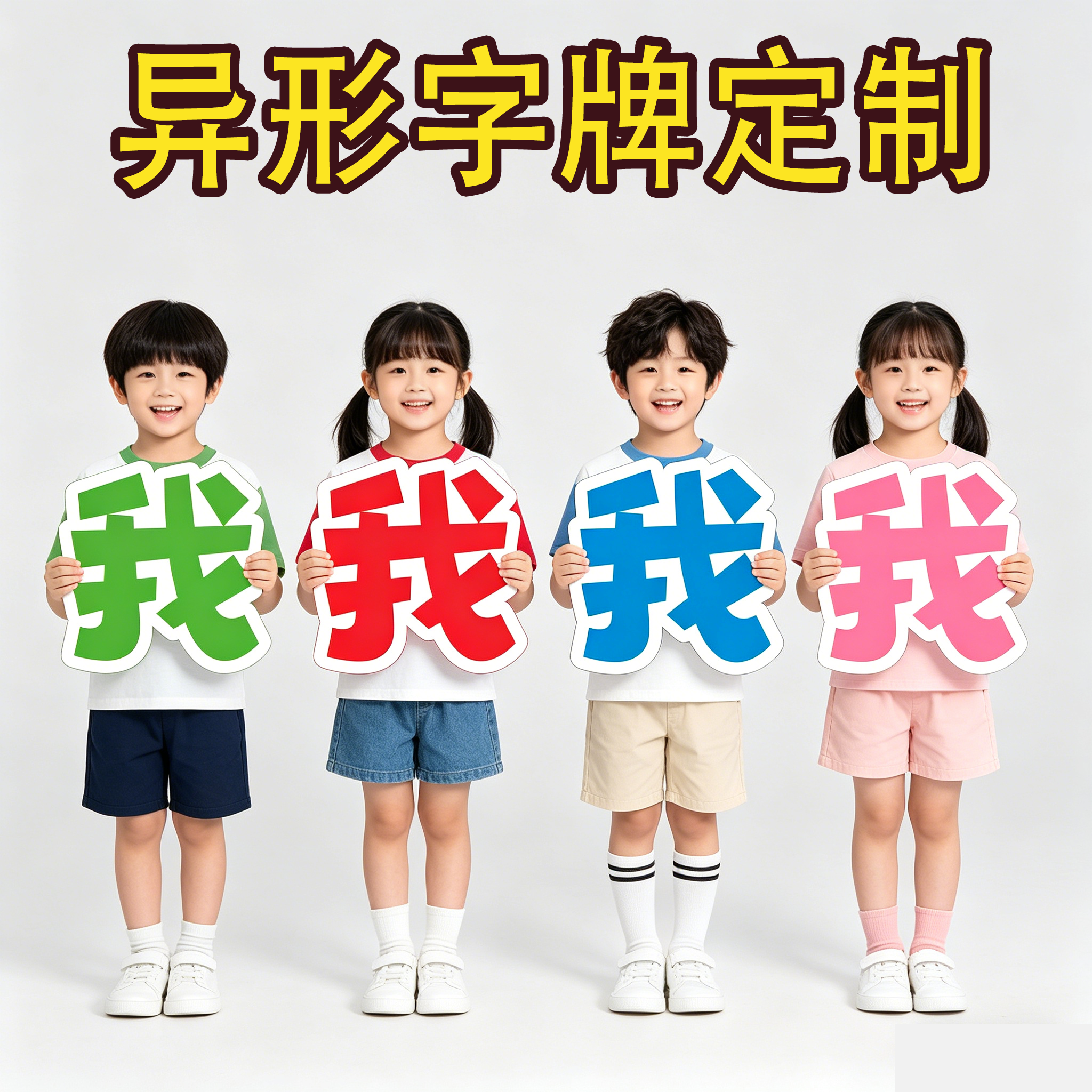 异形KT板大字标语毕业手举牌运动会入场方阵舞台加油活动表演道具