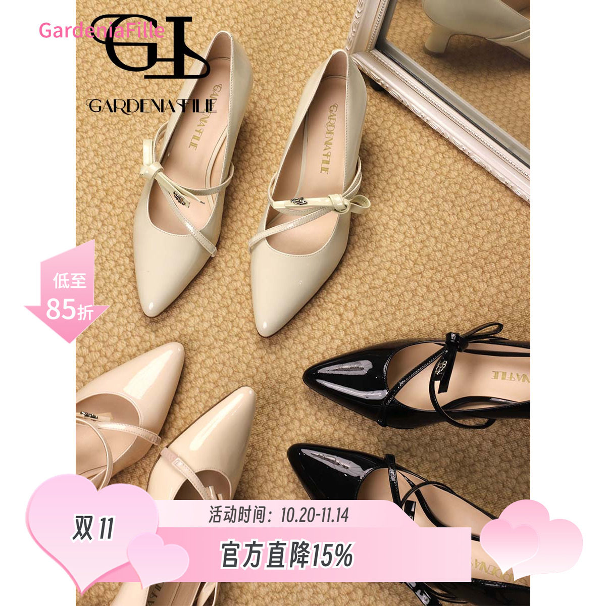 原创GF尖头玛丽珍优雅甜美蝴蝶结