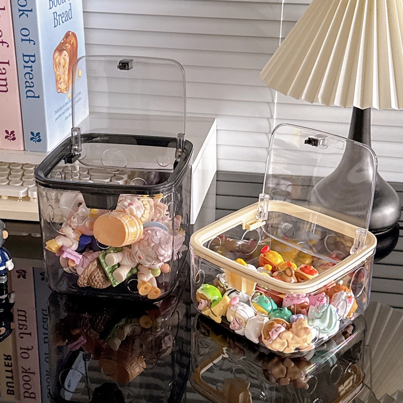 桌面收纳盒透明手办带盖展示盒