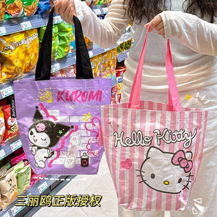 可爱三丽鸥购物袋2025新款大容量手提包卡通可折叠环保袋编织包