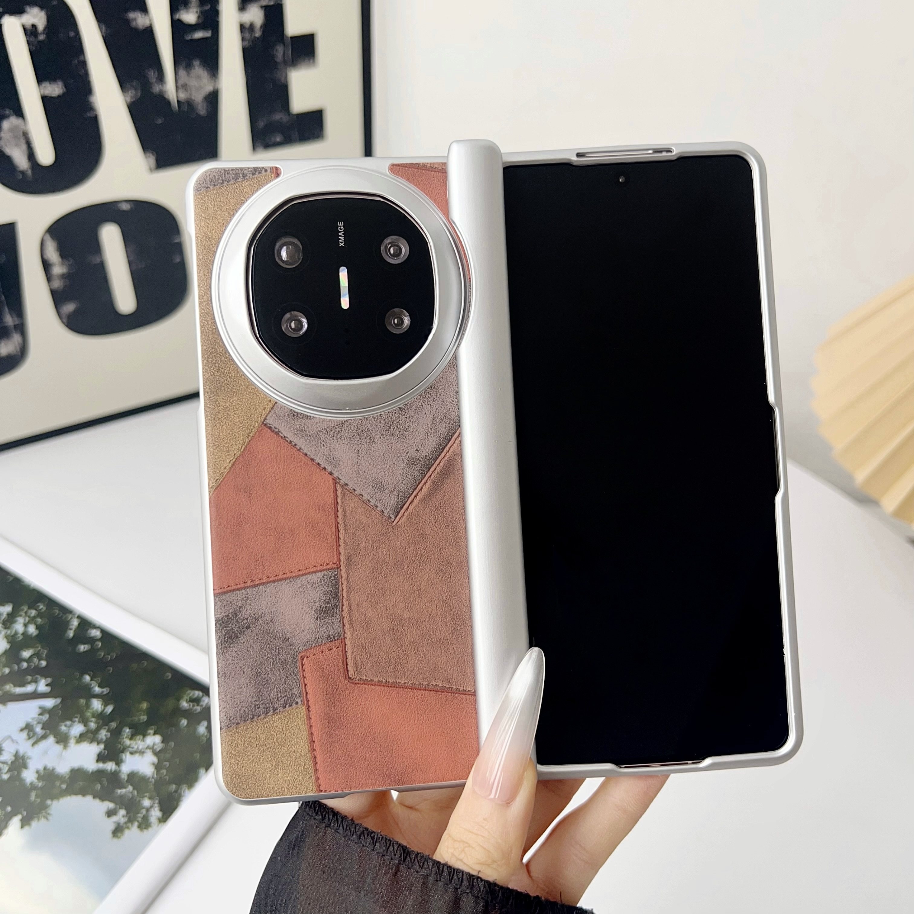 磨砂豹纹适用于华为Matex6折叠屏手机壳电镀三件套matex5典藏版新款外壳全包防摔x6高级感男女MATEx3亲肤布纹