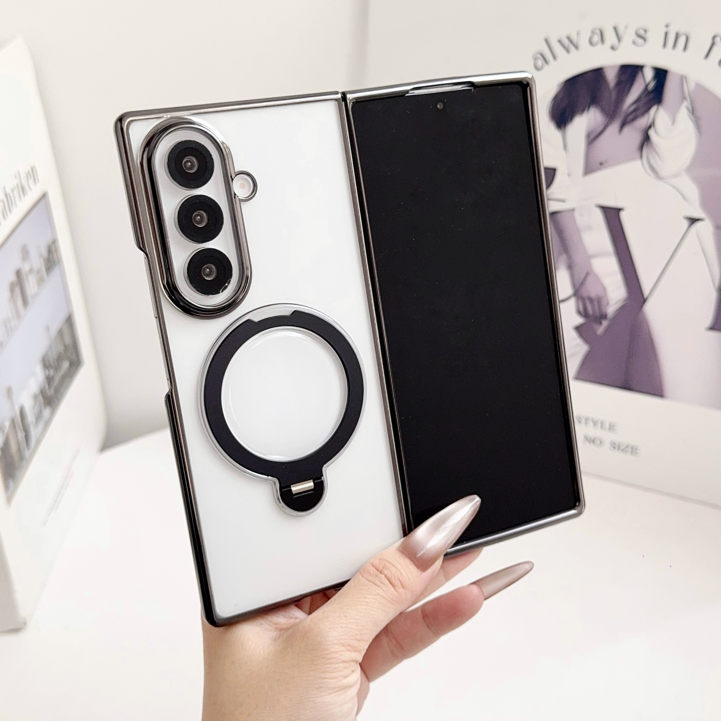 360旋转磁吸一体支架适用于三星ZFold7折叠屏手机壳6D电镀硬壳Galaxyzfold7新款外壳全包防摔七代高级感男女