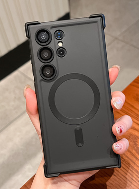 Magsafa磁吸充电适用三星s25ultra手机壳磨砂镜头全包GalaxyS24+新款防摔保护套s25plus全包软壳s23ultra气囊