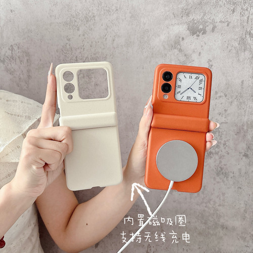 内置磁吸岩沙壳适用于华为novaFlipS手机壳折叠屏flips新款磨砂保护套Pocket2防摔超好看高级男女pura2硬外壳