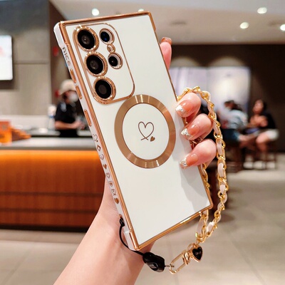 适用s24u手机壳硅胶电镀爱心