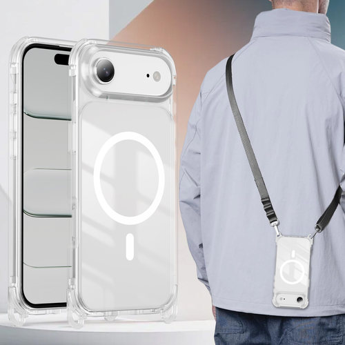 透明磁吸充电适用于苹果17air手机壳可调节air斜挎宽绳17E开孔防丢iPhone17Promax新款16e防摔1314后套1516PM