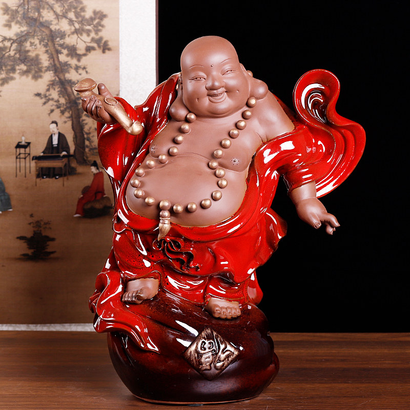 陶瓷笑佛弥勒佛摆件中式家居