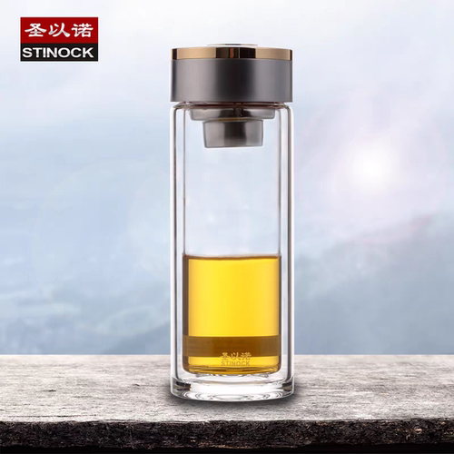 圣以诺双层玻璃杯男183隔热车载杯子茶杯便携礼品高档透明水杯子