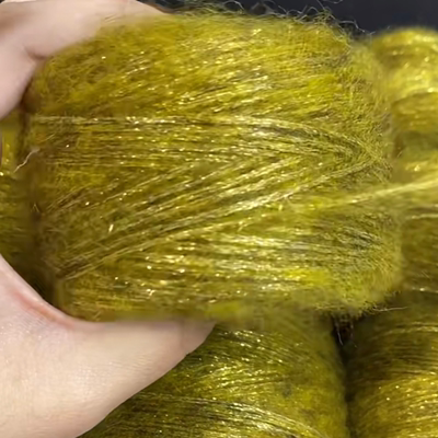 蓝眼泪喷毛马海毛金丝长毛羊毛中粗棒针粗织围巾星空系列马海毛线