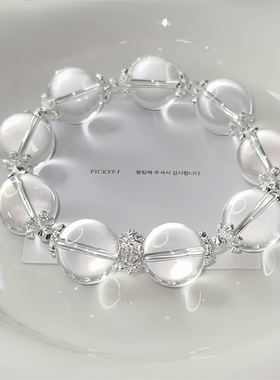 原创设计手串镀银透明水晶轻奢