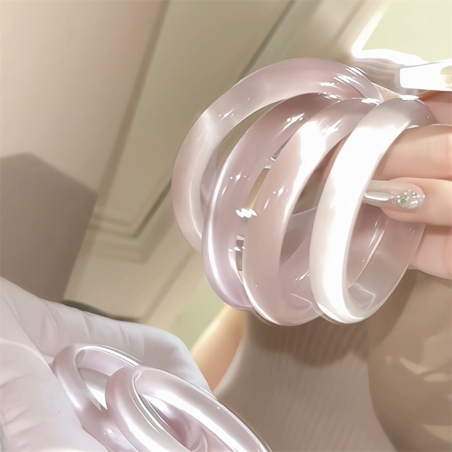 【粉紫猫眼手镯】手镯温柔粉紫色高品质版女