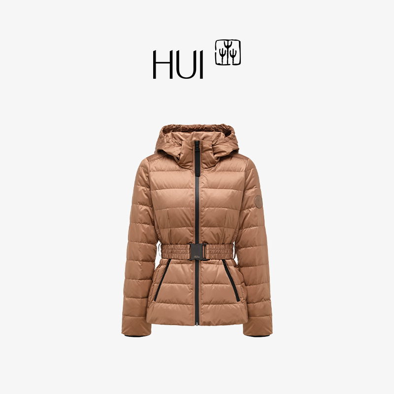 HUI卉90白鹅绒棠梨褐厚款羽绒服