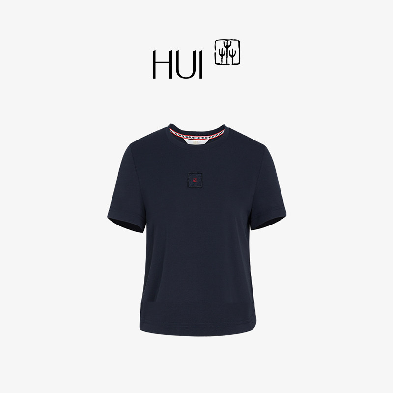 HUI卉醋酸黛黑色短款四印苗刺绣基础经典简约休闲舒适T恤短袖上衣,女装/女士精品,T恤,淘宝优惠券,粉丝福利购,淘宝优惠卷