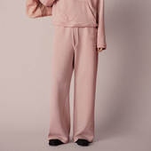 新款 HUI卉空气层玉兰贴布绣桃夭浅粉色轻盈抽绳设计卫裤 2026春季