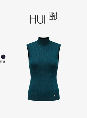 HUI卉多色可选精纺全羊毛菱格纹背心无袖打底半高领衫上衣针织衫