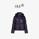 HUI卉90白鹅绒紫棠色长角苗刺绣连帽240g保暖绗缝女士厚款 羽绒服