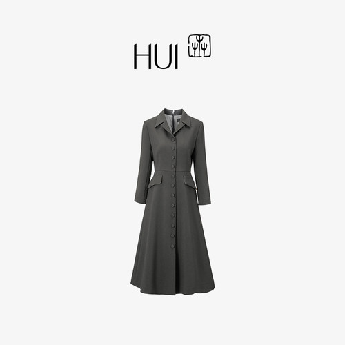 HUI卉青灰色环保ATY衬衫连衣裙