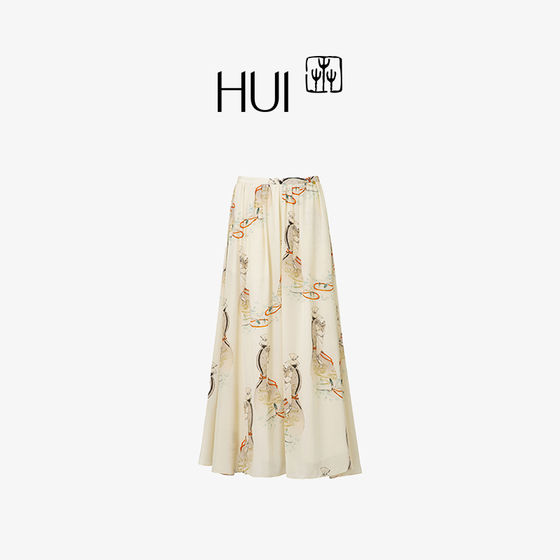 HUI卉100%桑蚕丝真丝半身伞裙