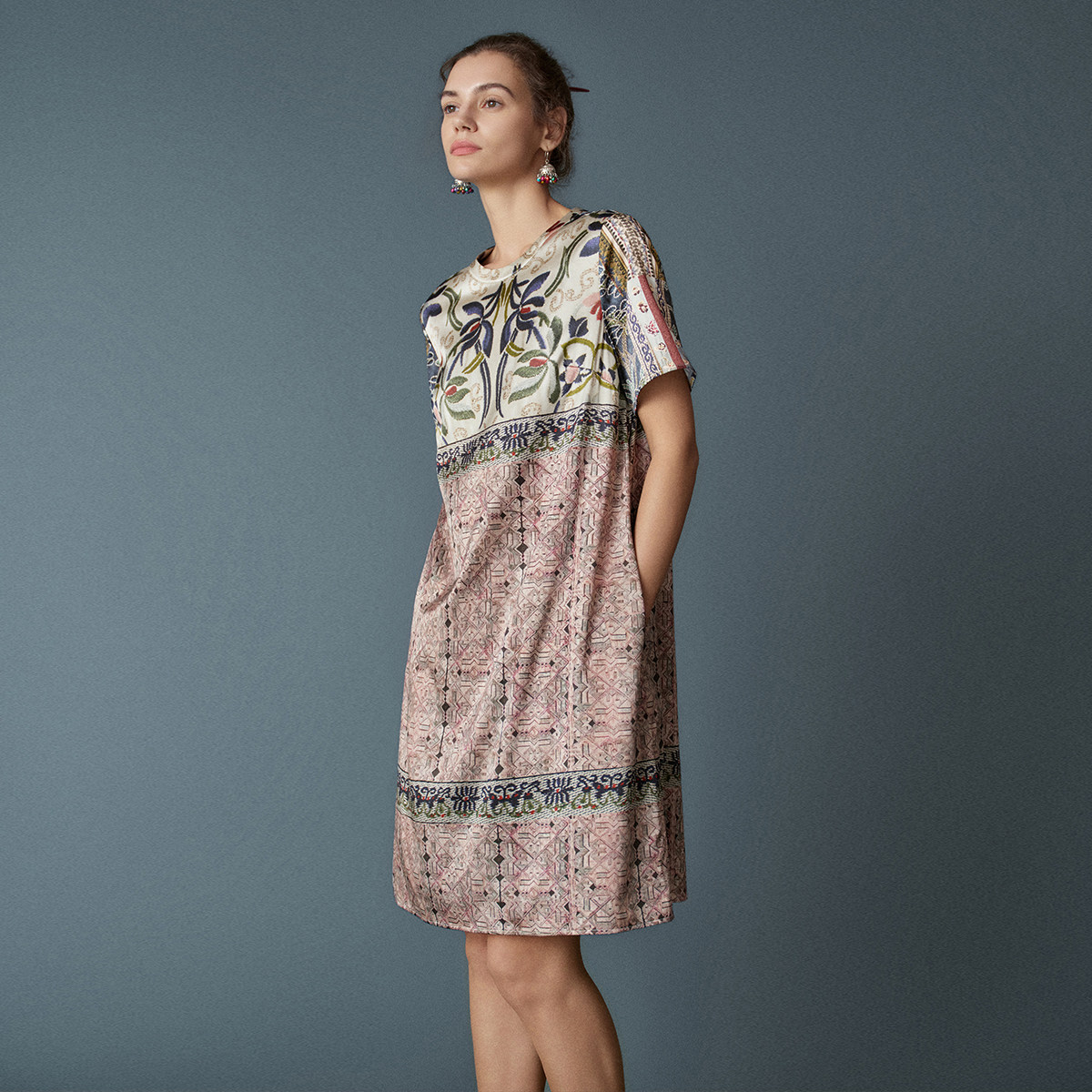 HUI卉馆藏纹样真丝非遗印花松弛感连衣裙新中式裙装2026春新款,女装/女士精品,连衣裙,淘宝优惠券,粉丝福利购,淘宝优惠卷