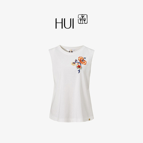 HUI卉苗族刺绣缠枝花纹背心上衣