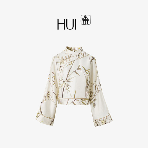 HUI卉琵琶盘扣高竹生花上衣