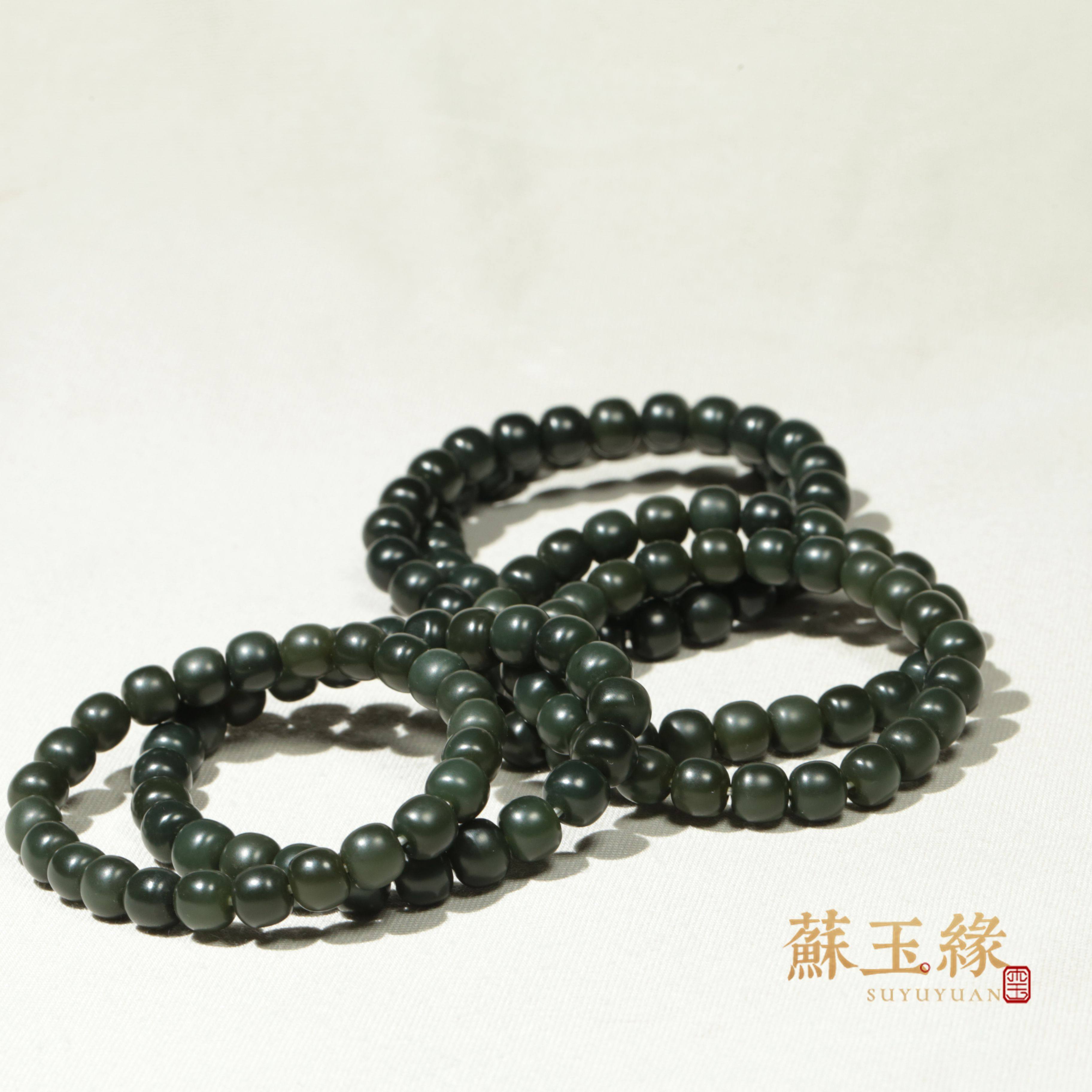 苏工老型珠手链首饰和田玉塔青