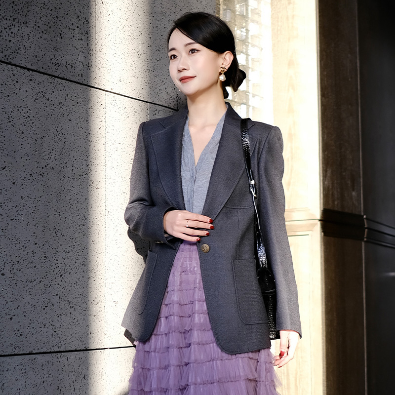 新款春装新款羊毛混纺西服外套