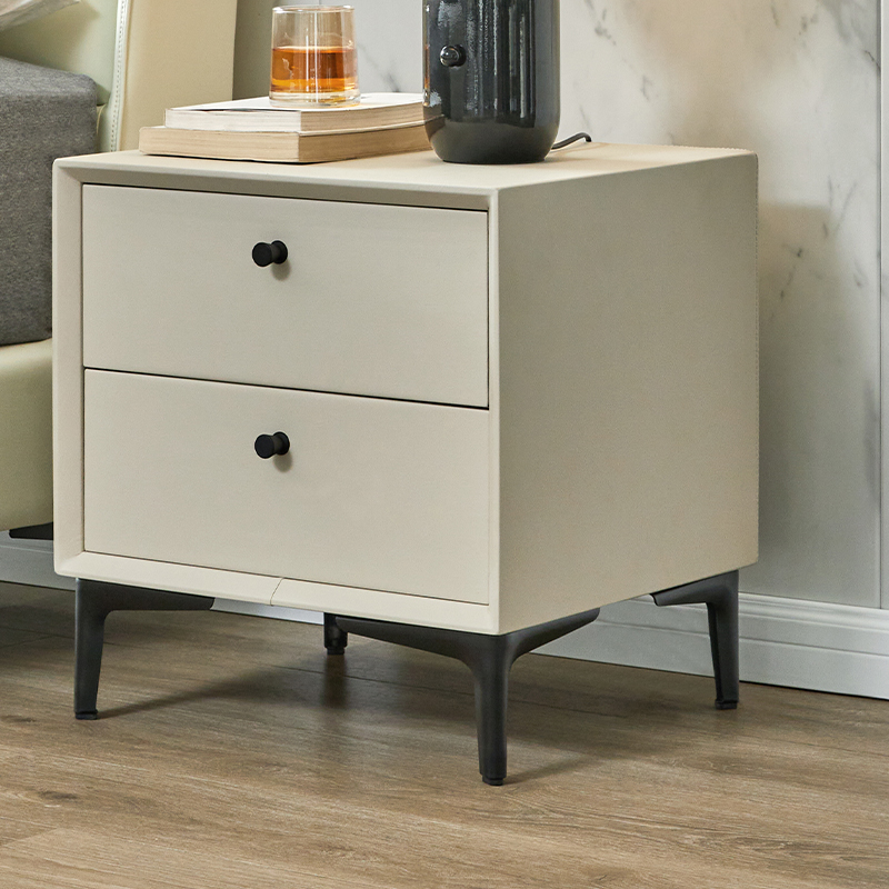 实木皮质小型轻奢简约现代床头柜