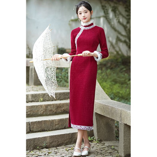 旗袍女订婚礼服小个子冬季敬酒服新娘新款少女结婚高端气质改良款