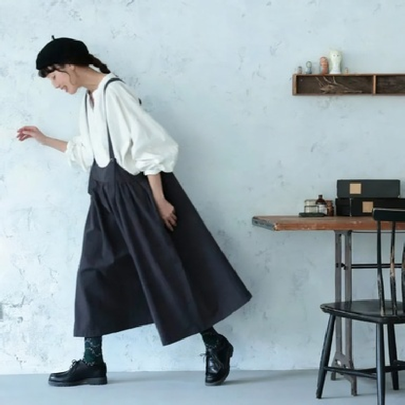 日系跨境外贸2026春夏季新品复古宽松显瘦高腰纯色褶皱背带裤子女