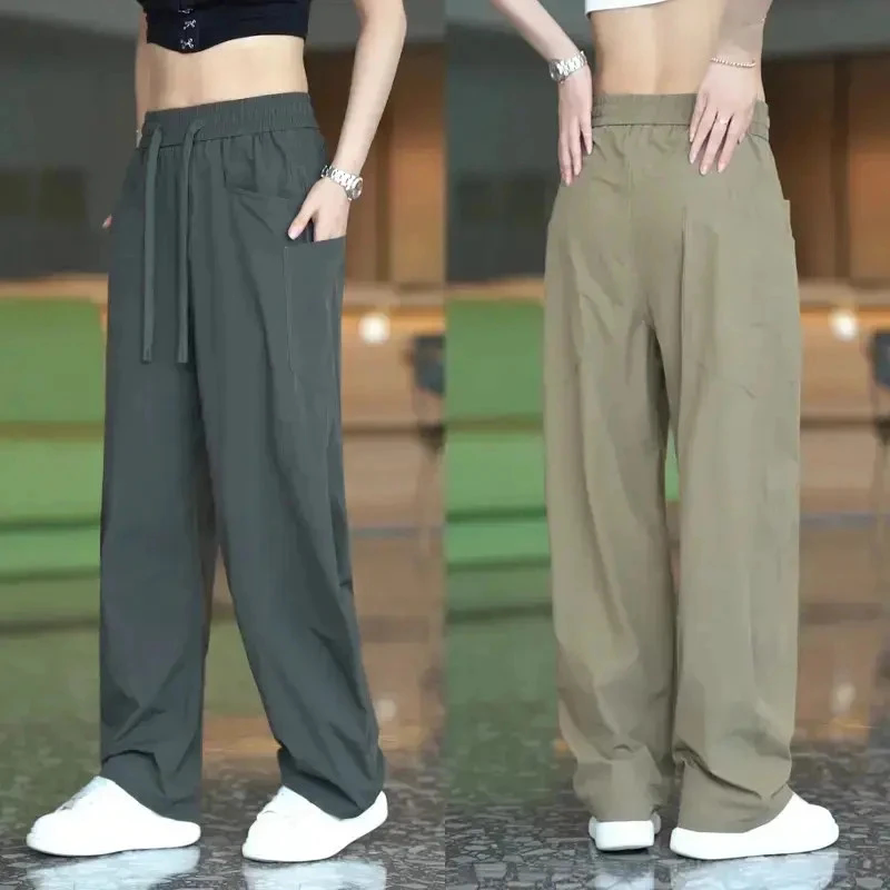 2026美式薄款休闲裤男款夏季时尚舒适透气长裤潮流宽松阔腿弯刀裤