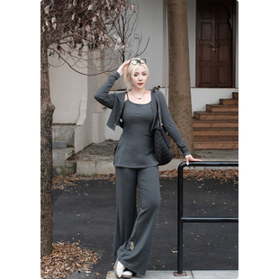 懒人裤 设计感休闲裤 韩式 初秋小众显瘦收腰时尚 阔腿裤 糯米子