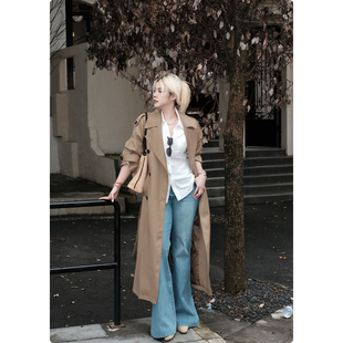 中长款 外套女春秋季 显瘦气质宽松翻领大衣早秋 千颂伊风衣 糯米子