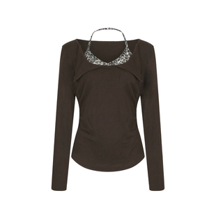 显瘦设计感百搭时尚 假两件豹纹T恤新款 上衣 豹纹暗号 糯米子