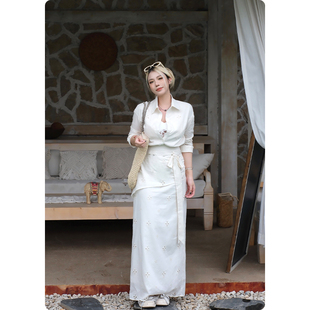 连衣裙女高级感绑带小众设计感气质长裙 胖mm法式 糯米子 素调姐姐