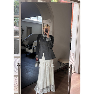 高腰a字纱裙仙气蓬蓬蛋糕裙 蕾丝半身裙女春秋季 糯米子 西西莉亚