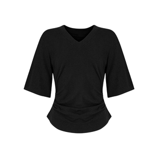 t恤女夏季 大码 女装 糯米子 微胖mm宽松显瘦中袖 短袖 半袖 上衣 双生V