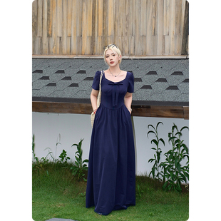 连衣裙女夏2026新款 短袖 微胖mm气质收腰显瘦长裙子 结心谣 糯米子